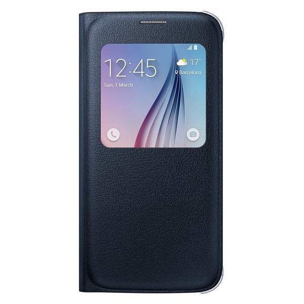 „Samsung“ S View Cover atvērams maciņš - melns (Galaxy S6)