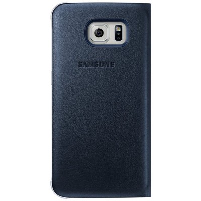 Samsung Galaxy S6 G920 oficiāls S View Cover atvērams melns ādas maciņš / Vacins.lv