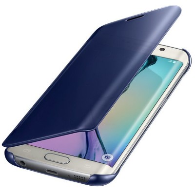 Samsung Galaxy S6 Edge oficiāls Clear View Cover atvērams zils maciņš / Vacins.lv