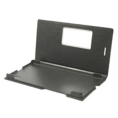 Huawei Ascend P7 melns atvēramais Smart Window ādas maciņš / Vacins.lv