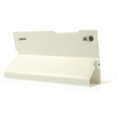 Huawei Ascend P7 balts atvēramais Smart Window ādas maciņš / Vacins.lv