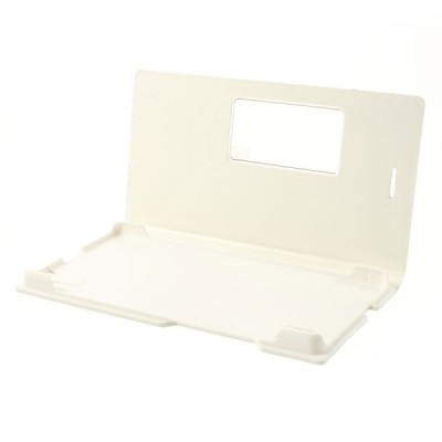 Huawei Ascend P7 balts atvēramais Smart Window ādas maciņš / Vacins.lv