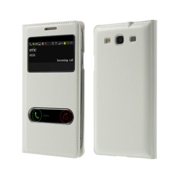 „Smart Window“ atverčiamas odinis dėklas - baltas (Galaxy S3)