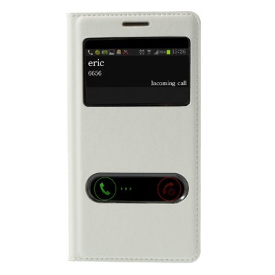 Samsung Galaxy S3 baltas odinis atverčiamas „Smart Window“ dėklas su langeliu / Priedai.lt