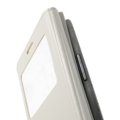 Samsung Galaxy S3 baltas odinis atverčiamas „Smart Window“ dėklas su langeliu / Priedai.lt