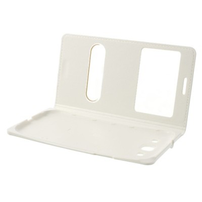 Samsung Galaxy S3 baltas odinis atverčiamas „Smart Window“ dėklas su langeliu / Priedai.lt