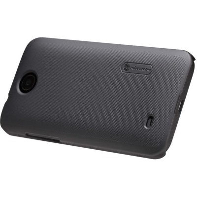 HTC Desire 300 Nillkin Frosted Shield melns plastmasas futrālis + ekrāna aizsargplēve / Vacins.lv