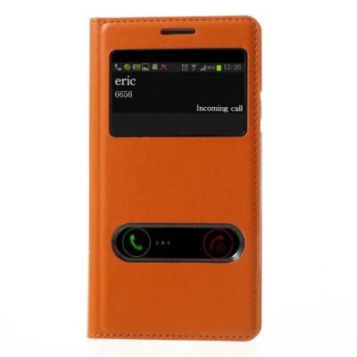 Samsung Galaxy S3 view window atverčiamas oranžinis dėklas / Priedai.lt