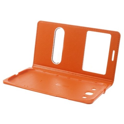 Samsung Galaxy S3 view window atverčiamas oranžinis dėklas / Priedai.lt