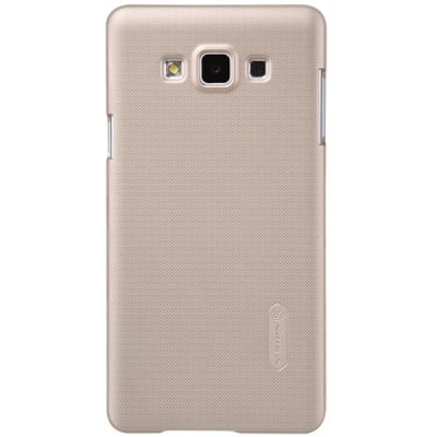 Samsung Galaxy A7 Nillkin Frosted Shield auksinis plastikinis dėklas + apsauginė ekrano plėvelė / Priedai.lt