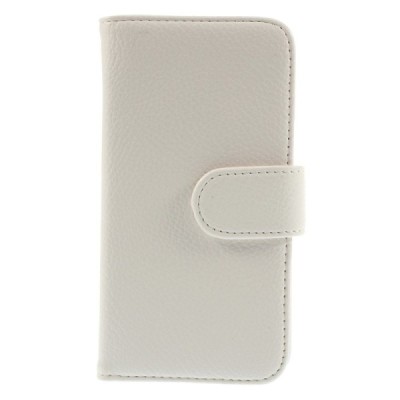 Samsung Galaxy A3 2015 (A300F) atverčiamas baltas odinis Litchi dėklas - piniginė / Priedai.lt