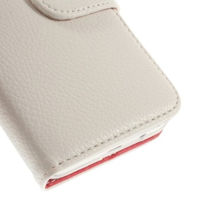 Samsung Galaxy A3 2015 (A300F) atverčiamas baltas odinis Litchi dėklas - piniginė / Priedai.lt