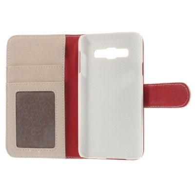 Samsung Galaxy A3 2015 (A300F) atverčiamas baltas odinis Litchi dėklas - piniginė / Priedai.lt