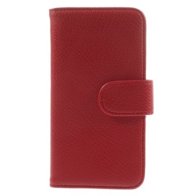 Samsung Galaxy A3 2015 (A300F) atverčiamas raudonas odinis Litchi dėklas - piniginė / Priedai.lt
