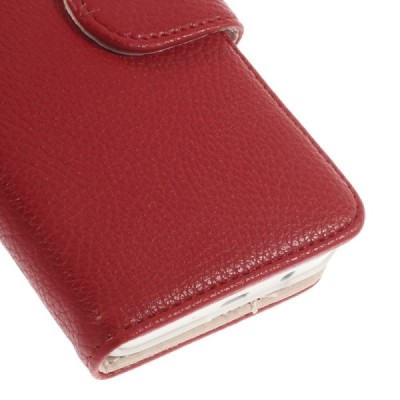 Samsung Galaxy A3 2015 (A300F) atverčiamas raudonas odinis Litchi dėklas - piniginė / Priedai.lt