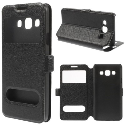 Samsung Galaxy A3 2015 (A300F) view window atverčiamas juodas dėklas / Priedai.lt