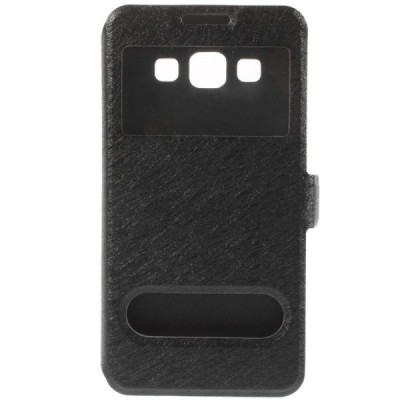 Samsung Galaxy A3 2015 (A300F) view window atverčiamas juodas dėklas / Priedai.lt