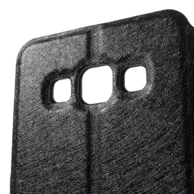 Samsung Galaxy A3 2015 (A300F) view window atverčiamas juodas dėklas / Priedai.lt