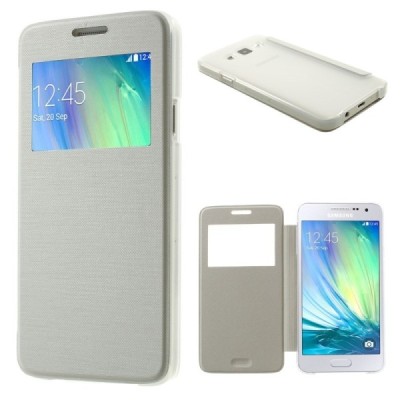 Samsung Galaxy A3 2015 (A300F) view window atverčiamas baltas dėklas / Priedai.lt