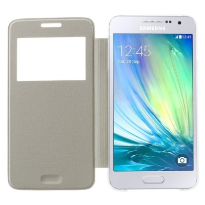 Samsung Galaxy A3 2015 (A300F) view window atverčiamas baltas dėklas / Priedai.lt