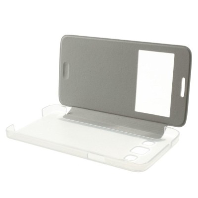 Samsung Galaxy A3 2015 (A300F) view window atverčiamas baltas dėklas / Priedai.lt