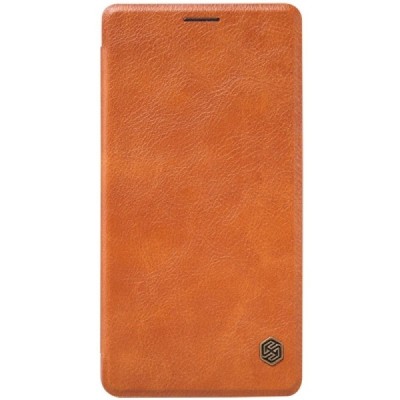 Prabangus „Nillkin“ Qin serijos rudas odinis atverčiamas Samsung Galaxy A7 dėklas / Priedai.lt