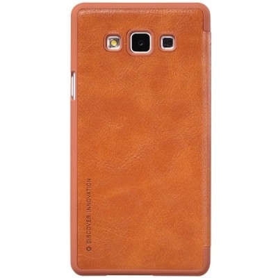 Prabangus „Nillkin“ Qin serijos rudas odinis atverčiamas Samsung Galaxy A7 dėklas / Priedai.lt