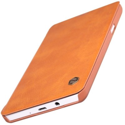 Prabangus „Nillkin“ Qin serijos rudas odinis atverčiamas Samsung Galaxy A7 dėklas / Priedai.lt