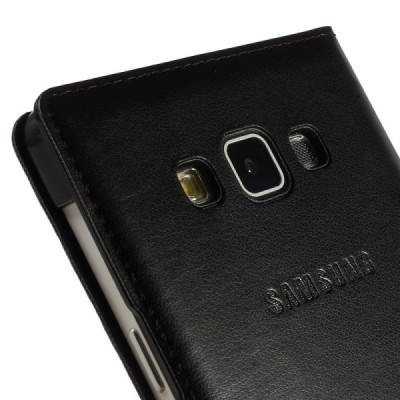 Samsung Galaxy A7 melns atvēramais View Window ādas maciņš / Vacins.lv