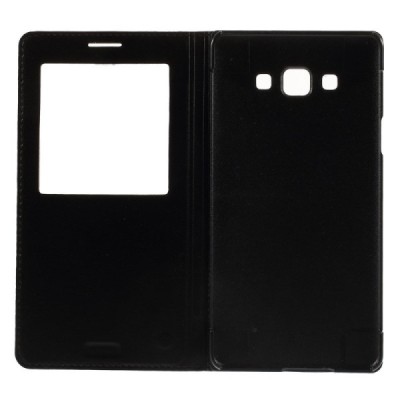Samsung Galaxy A7 melns atvēramais View Window ādas maciņš / Vacins.lv