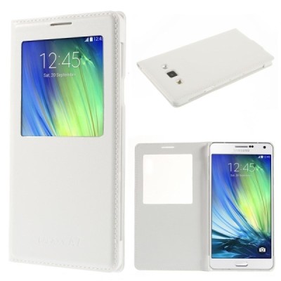 Samsung Galaxy A7 balts atvēramais View Window ādas maciņš / Vacins.lv