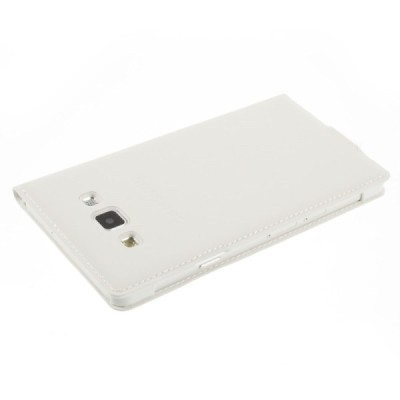 Samsung Galaxy A7 balts atvēramais View Window ādas maciņš / Vacins.lv
