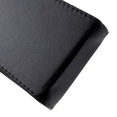 Samsung Galaxy Core Prime (G360) klasisks ādas vertikāli atvēramais melns maciņš / Vacins.lv