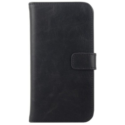 Sony Xperia E4 atverčiamas juodas odinis dėklas - piniginė / Priedai.lt