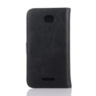 Sony Xperia E4 atvēramais ādas melns maciņš (maks) / Vacins.lv