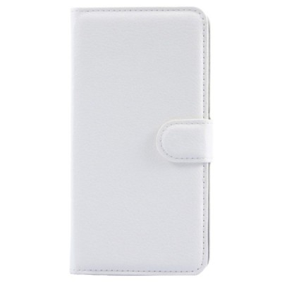 Samsung Galaxy Grand Prime (G530) atverčiamas baltas odinis Litchi dėklas - piniginė / Priedai.lt