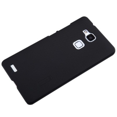 Huawei Ascend Mate 7 Nillkin Frosted Shield juodas plastikinis dėklas + apsauginė ekrano plėvelė / Priedai.lt