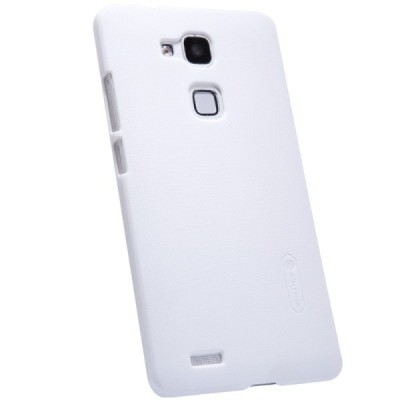 Huawei Ascend Mate 7 Nillkin Frosted Shield baltas plastikinis dėklas + apsauginė ekrano plėvelė / Priedai.lt