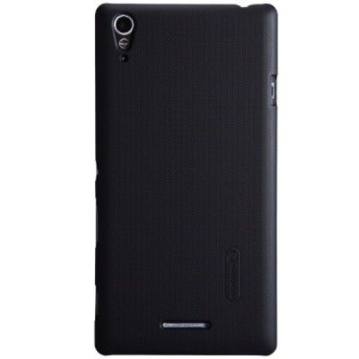 Sony Xperia T3 Nillkin Frosted Shield melns plastmasas apvalks + ekrāna aizsargplēve / Vacins.lv