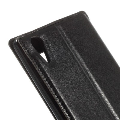 Sony Xperia T3 Roar Noble ādas atvēramais melns maciņš (maks) / Vacins.lv