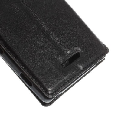 Sony Xperia T3 Roar Noble ādas atvēramais melns maciņš (maks) / Vacins.lv