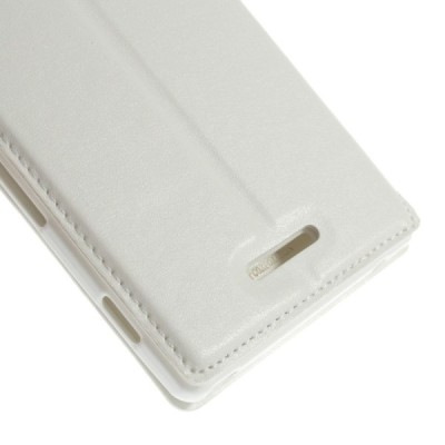 Sony Xperia T3 Roar Noble ādas atvēramais balts maciņš (maks) / Vacins.lv