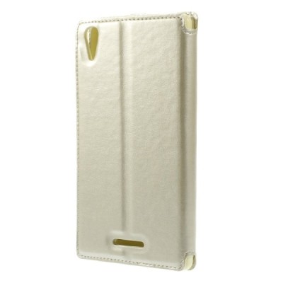 Sony Xperia T3 Roar Noble ādas atvēramais zelta maciņš (maks) / Vacins.lv