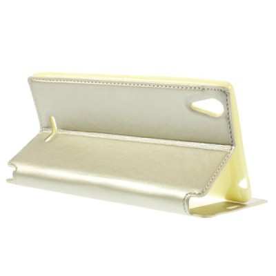 Sony Xperia T3 Roar Noble ādas atvēramais zelta maciņš (maks) / Vacins.lv