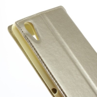 Sony Xperia T3 Roar Noble ādas atvēramais zelta maciņš (maks) / Vacins.lv