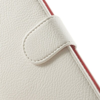 Sony Xperia T3 atvēramais balts ādas Litchi maciņš (maks) / Vacins.lv