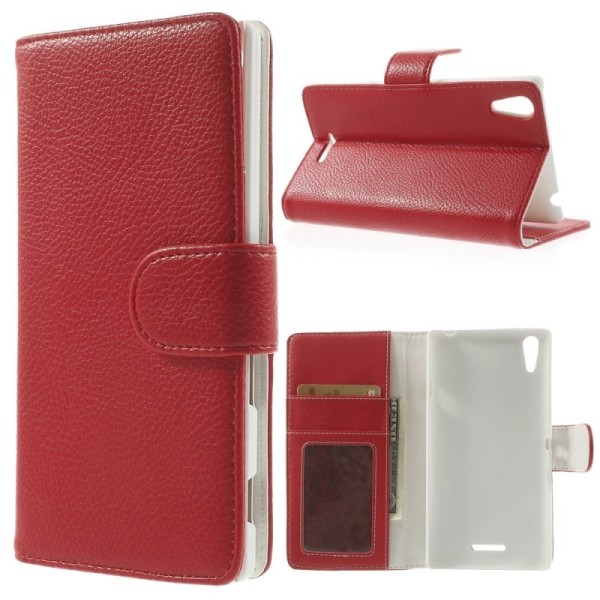 „Litchi“ atvēramais maciņš - sarkans (Xperia T3)