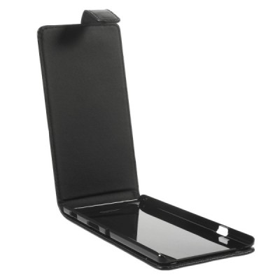 Sony Xperia T3 klasisks ādas vertikāli atvēramais melns maciņš / Vacins.lv