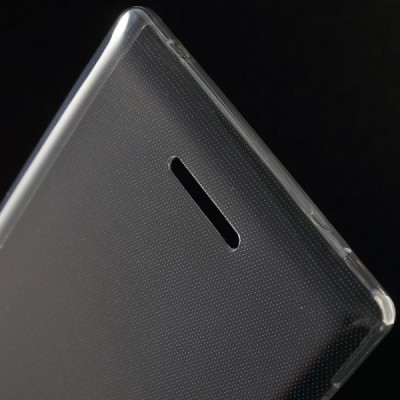 Sony Xperia T3 skaidrus (permatomas) kieto silikono TPU ploniausias pasaulyje pilkas dėklas / Priedai.lt