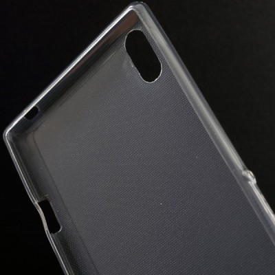 Sony Xperia T3 skaidrus (permatomas) kieto silikono TPU ploniausias pasaulyje pilkas dėklas / Priedai.lt